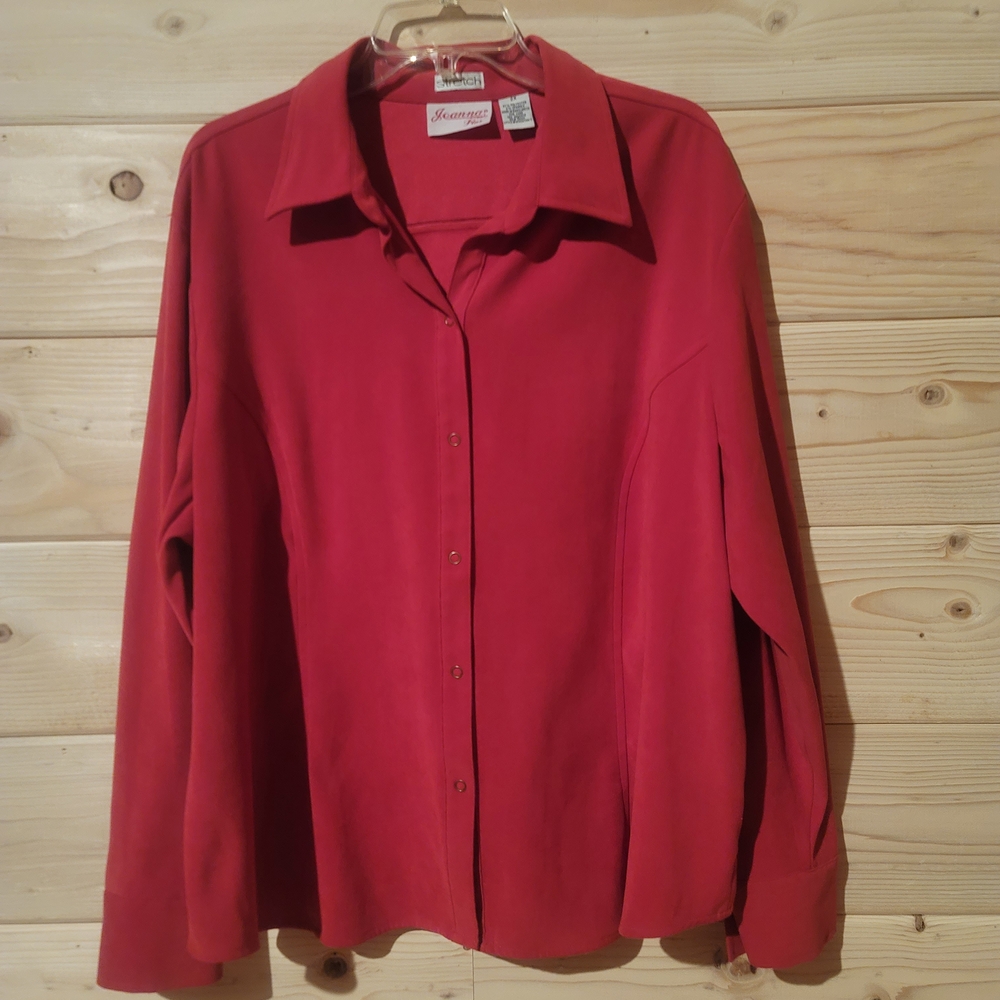 Vintage Joanna Plus Stretch Women's Red Blouse Size 2X 27x27